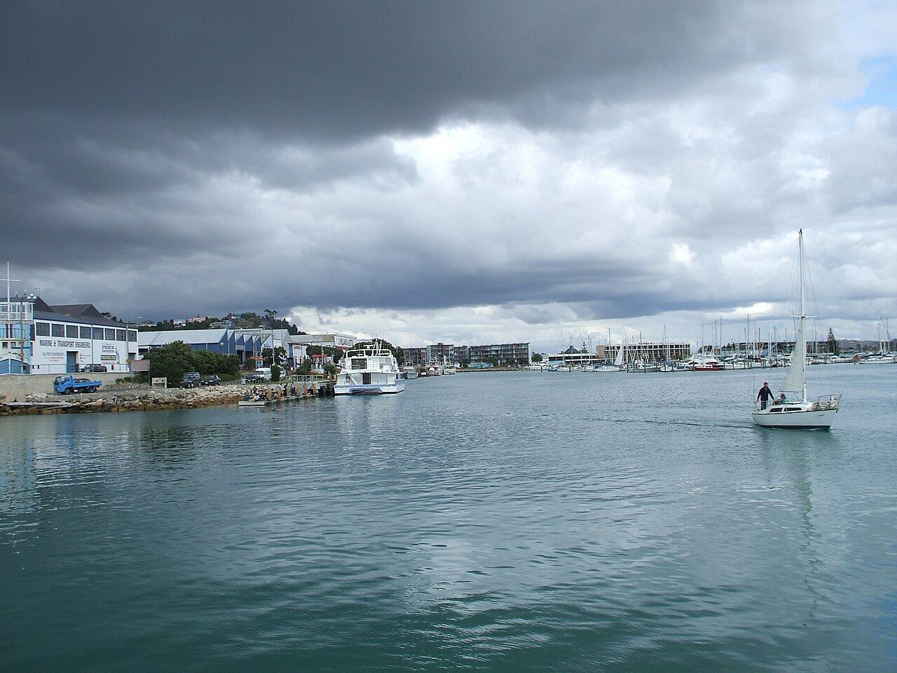 Overview of marina moorings and berthed vessels