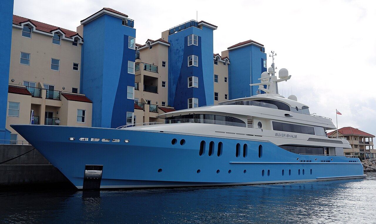 Large motor yacht alongside a marina quay
